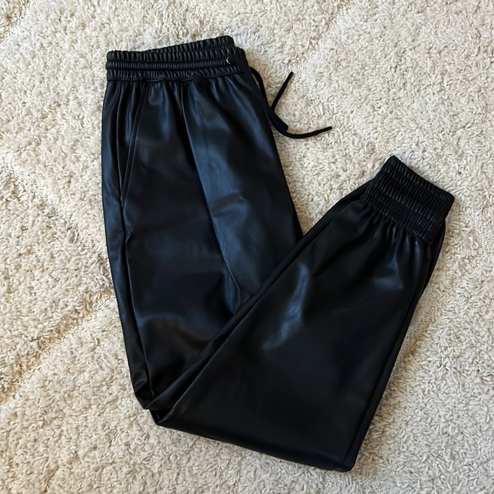 Zara faux leather joggers